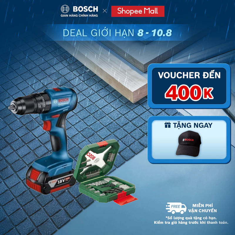 Máy khoan vặn vít pin GSB 185-LI (1 pin) - Tặng kèm 1 Bộ mũi khoan và vặn vít X-Line 34 món — ảnh 1