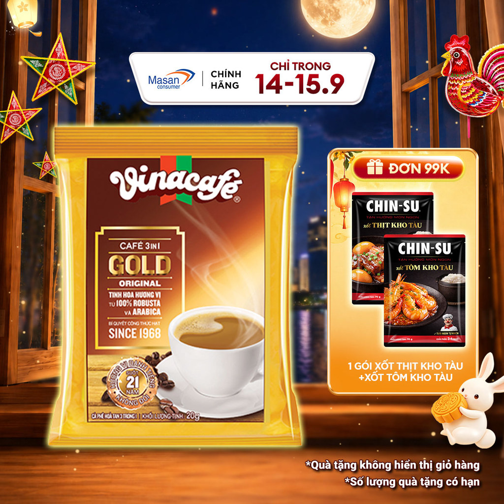 Cà Phê Vinacafé 3In1 Gold Original - Túi 24 Gói x 20g