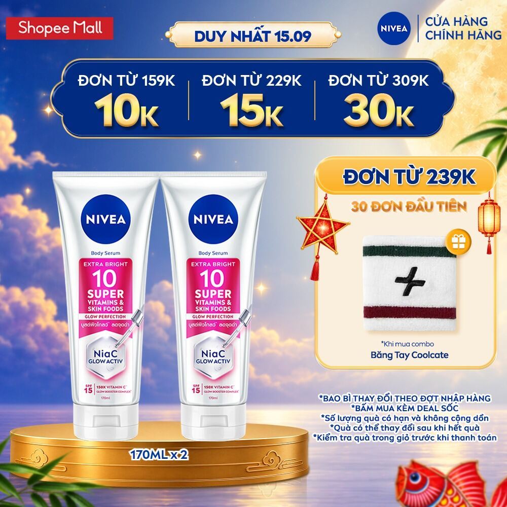 Bộ 2 Tinh Chất Dưỡng Thể NIVEA Vitamin Serum Dưỡng Sáng Da Sau 7 Ngày 170ml - 93830x2/99193x2/99189x2/99191x2