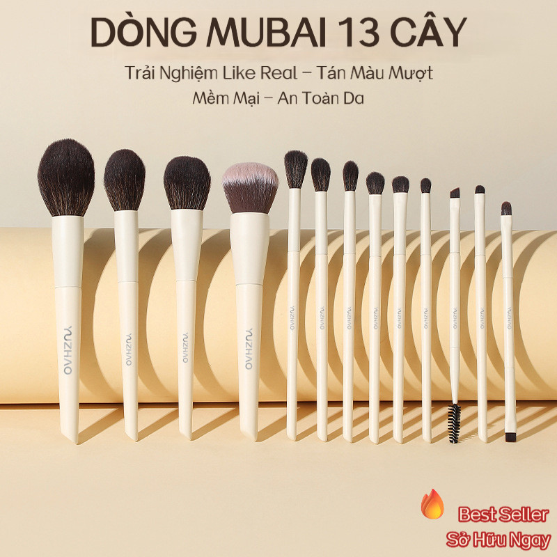 [Hàng Chính Hãng] Bộ Cọ Trang Điểm Mubai 13 Cây Lông Siêu Mềm Không Rụng - Set Cọ Makeup Cơ Bản Cho Người Mới, Tay Cầm Gỗ Cao Cấp