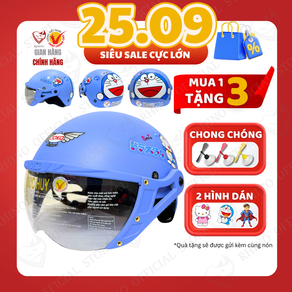 [HỎA TỐC] Mũ Bảo Hiểm Cho Bé 1 - 12 Tuổi | Nón Bảo Hiểm Cho Bé ĐỨC HUY RHINO Có Kính Bền Nhẹ XNĐ