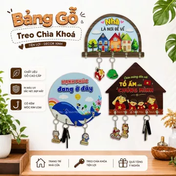 Bảng Gỗ Móc Khóa Trang Trí Các Phòng như Phòng Ngủ, Phòng Khách, Phòng Bếp, Decor Phòng, Treo Tường từ nhà Bách Mộc