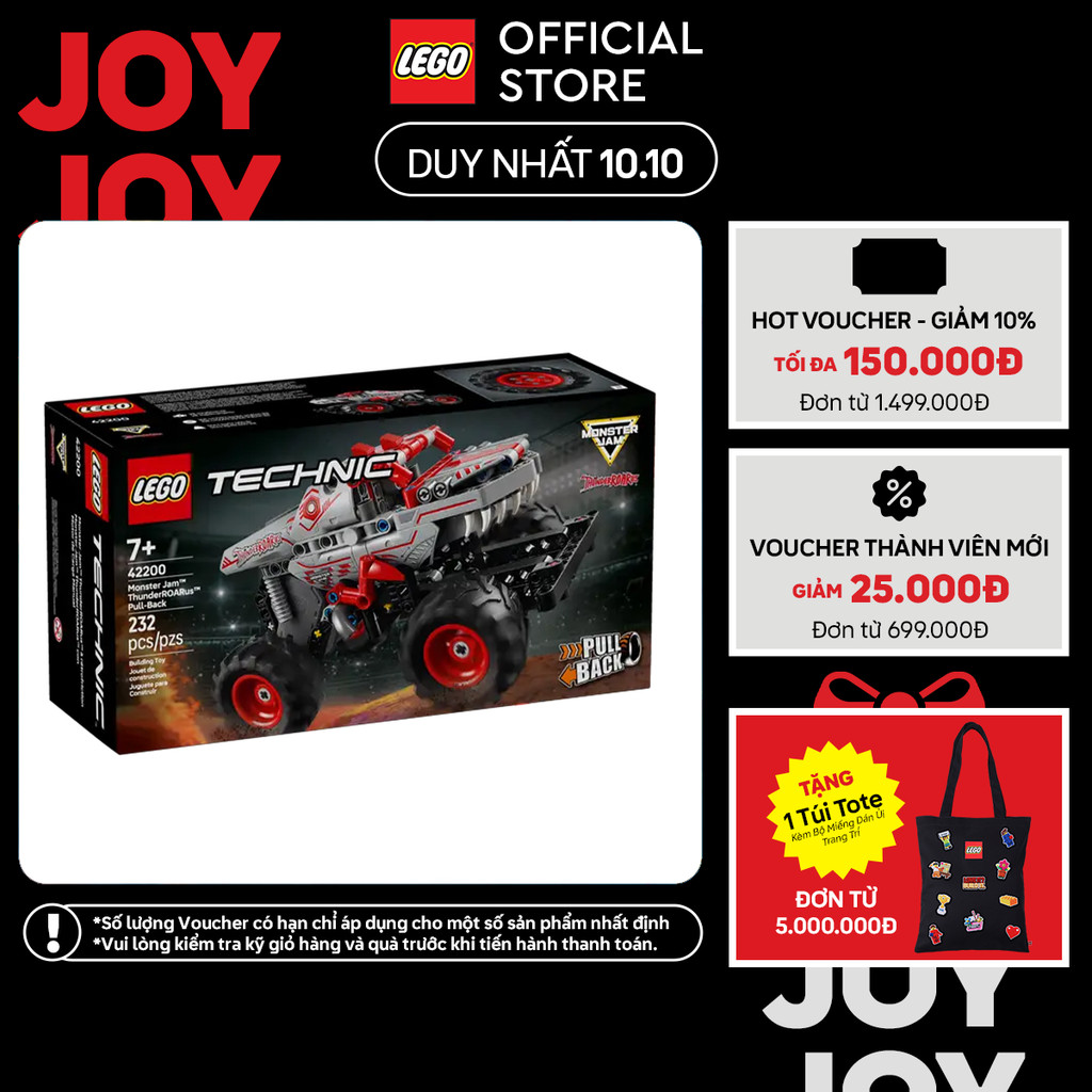 LEGO TECHNIC 42200 Đồ Chơi Lắp Ráp Xe Monster Jam-ThunderROARus (232 Chi Tiết)
