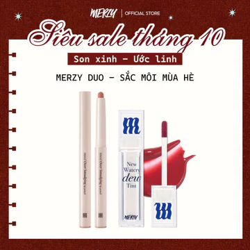 [MERZY DUO] BUNDLE LOVE OCEAN Son Tint Bóng Merzy New Watery Dew Tint & Chì Kẻ Viền Môi Merzy Mood Over Smudging Lip