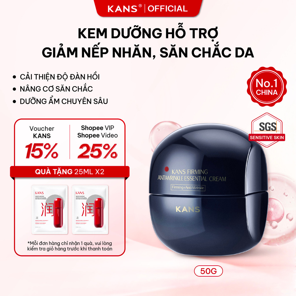 KANS Kem Dưỡng Giảm Nếp Nhăn 50g Giúp Săn Chắc Da, Tăng Đàn Hồi Và Độ Căng Mịn Da Với Peptide Kép Và Collagen Thủy Phân