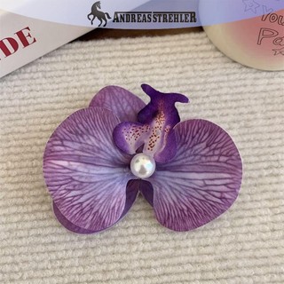 Onetimingfine Ngọt Phalaenopsis Hoa Kẹp Tóc Thời Trang Bohemia Sáng Tạo Thiết Kế Vải Hoa Ngọc Trai Nữ Mũ Đội Đầu VN
