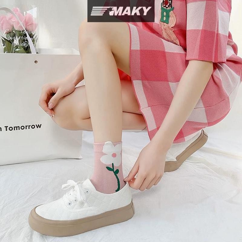 Newwellknownepic 1 Đôi Tất Nữ Hoạt Hình Hoa Kẹo Màu Bông Tai Kẹp Thiết Kế Thoáng Khí Phong Cách Hàn Quốc Nhật Bản Thoải Mái Tất Mới VN