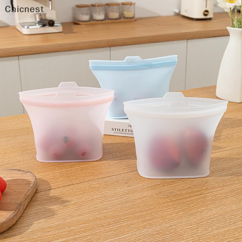 [Chc] 3 Túi Bảo Quản Thực Phẩm Silicon Có Thể Tái Sử Dụng Đứng Lên Hộp Đựng Chống Rò Rỉ Túi Tươi Bảo Quản Thực Phẩm Bọc Tươi [VN]