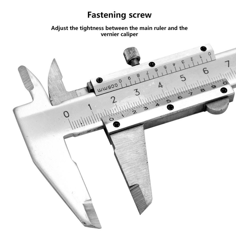 Thước kẹp Vernier BORAGETE, Thước kẹp kỹ thuật số không phải bằng thép Carbon chính xác 0,02mm, Độ chính xác cao Phạm vi 0-150mm bền bỉ Đồng hồ đo micromet bên trong Đo bước sâu bên trong