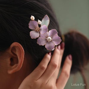 Mới - Kẹp tóc Handmade Filigree Lụa Nhung Phong Cách Trung Quốc, Phụ Kiện Cho Daily Hairstyles và Hanfu