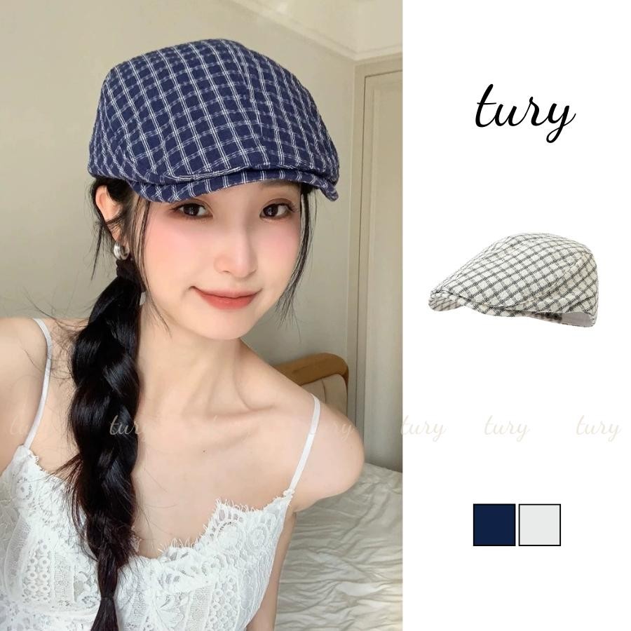 Mũ Beret Unisex Nam Nữ - Tury - Mũ Nồi Kẻ Caro Vintage Kẻ Sọc Caro - MN058