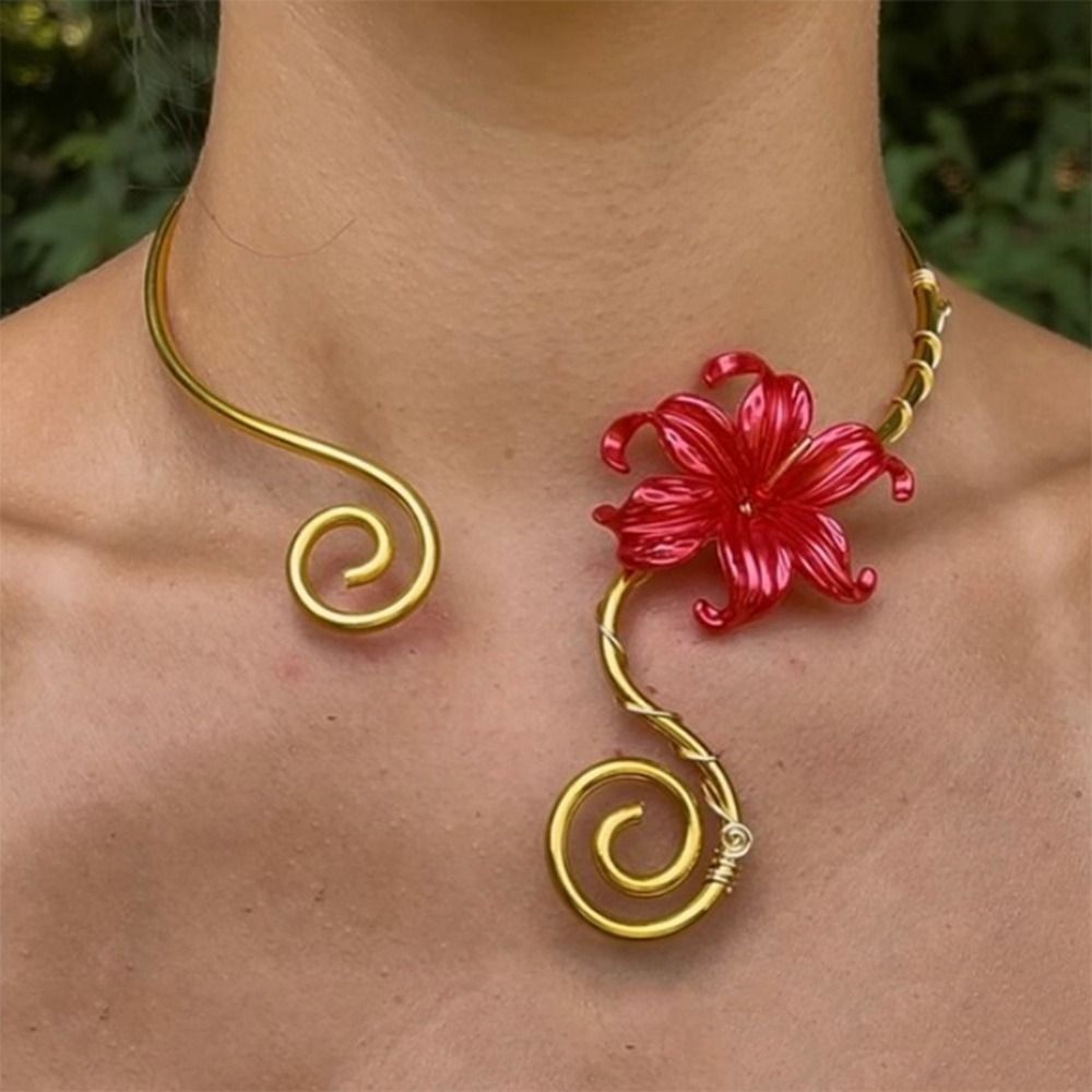 Vòng cổ hoa Iris MERIGGIARE, Vòng cổ cổ hoa đầy màu sắc, Vòng cổ nữ có thể điều chỉnh chiều dài xoắn ốc