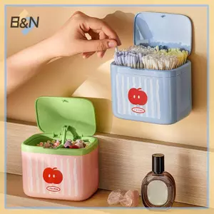 Hộp đựng bông Qtip B & N có nắp, tổ chức lưu trữ phòng tắm, đựng trang điểm