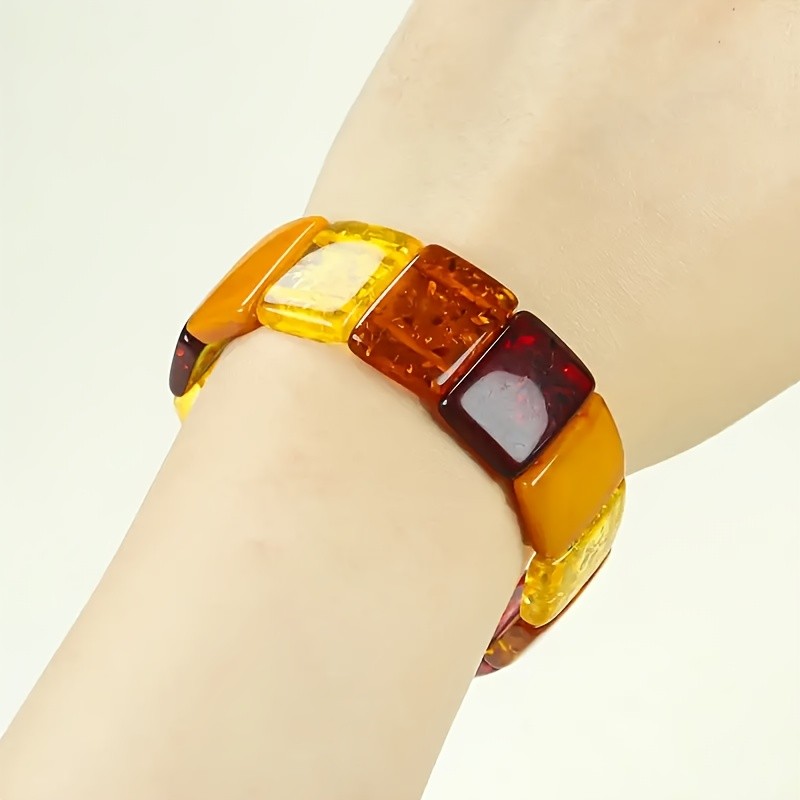 Vòng tay hổ phách sáp ong phong cách bohemian tự nhiên, trang sức unisex, món quà hoàn hảo