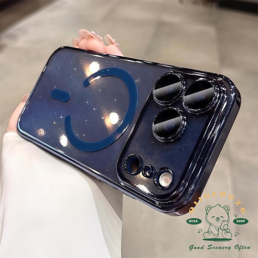 【 Ốp lưng iPhone17 】 Vỏ từ tính lấp lánh mạ màu cam iphone 17 Pro Max 16 15 14 13 12 11 cho vỏ iPhone PC Vỏ cứng chống sốc