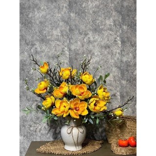 Cành Hoa Mộc Lan Xốp Giả  6 Bông To, Size Đại Chất PU - Hoa giả , Hàng Nhập Khẩu 🌼🌸🌺