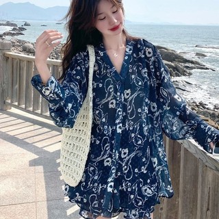 Bộ đồ hai mảnh gồm áo sơ mi rộng rãi và quần short dành cho nữ, phong cách giản dị, trang phục chống nắng đi nghỉ mát