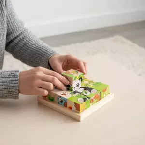 MJnmc 9 Cái / bộ Đồ Chơi Cho Bé Áo Gỗ Sáu Mặt Khối Ghép Hình Trò Chơi Động Vật Trái Cây Nhận Thức Giao Thông Câu Đố Vui Đồ Chơi Giáo Dục Mới