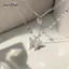 AqToCna Phong Cách Hàn Quốc Mặt Trăng Bướm Mặt Dây Chuyền Choker Nelace Hai Lớp Xương Đòn Dây Xích Dành Cho Nữ Cô Gái Trang Sức Phụ Kiện AqToCna
