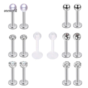 Một thế giới| 14 Chiếc Unisex Thép Không Gỉ Chống Dị Ứng Môi Mũi Móng Tay Tai Khuyên Bộ