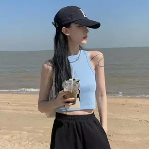 Áo Vest không tay cổ tròn màu trơn phong cách Hàn Quốc mùa hè 2026 Sweet Hot Girl Slim-fit Slimmer Look Phong cách ngắn gọn có thể mặc áo ngoài