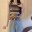 JULYHOT Mùa Hè Retro Sọc Rỗng Ra Dệt Kim Xe Tăng Top Nữ Tròn Ne Không Tay sel Camisole Massivedeals