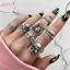 HFSHY 7 Cái / bộ Punk Rắn Nhẫn Nữ Gothic Nhện Nam Trang Sức Thời Trang Quà Tặng Phụ Kiện VN