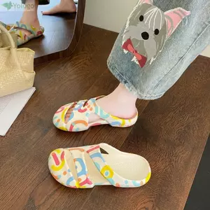YOLOGO 1 Đôi Dép Nữ, Mũ Mũi Chống Va Chạm Thiết Kế Mũi Đóng EVA Trượt, In Hình Hoạt Hình Bề Mặt Khô Nhanh Chất Liệu EVA Chống Thấm Nước Xây Dựng Dép Đi Biển Đi Biển Đi Biển