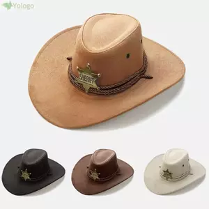 Mũ chống nắng YOLOGO, Mũ chống nắng nhân tạo da lộn đi biển Mũ cao bồi, Mũ Cosplay dự tiệc vành rộng màu trơn thoáng khí