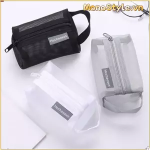 Ví đựng tiền xu dây kéo Mini MONOSTYLE, Túi lưu trữ lưới vuông thoáng khí di động, Túi đựng chìa khóa nhẹ dung tích lớn