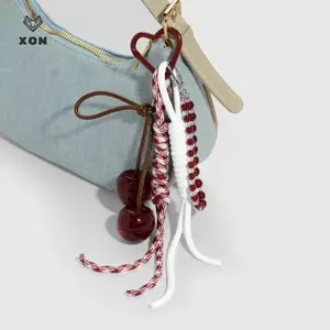 Mặt dây chuyền trái cây anh đào thời trang Móc khóa nữ Bapa Charm Trang trí vòng chìa khóa ô tô Túi trang sức Trang trí Quà tặng tình bạn [Mina]