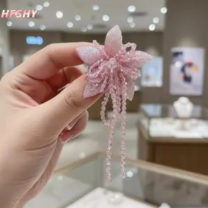 HFSHY Hồng Pha Lê Hoa Nelace Có Thể Điều Chỉnh Handmade Đính Hạt Dây Xích Choker Thiết Kế Sáng Bóng Cho Nữ Prom Homing Phụ Kiện VN
