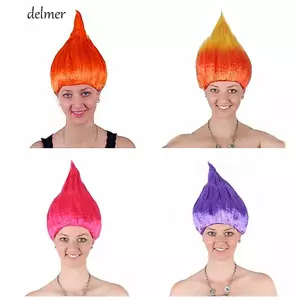 DELMER Halloween Màu Tóc Giả, Ngọn Lửa Lông Tơ Troll Tóc Giả, Fasion Ngộ nghĩnh Thẳng Tổng Hợp Cosplay Đảng Tóc Giả Sân Khấu Hiển Thị