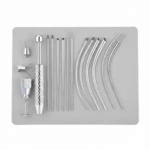 Dụng cụ côn xỏ khuyên cong bằng thép không gỉ Titan Dụng cụ bôi bông tai đâm thủng chuyên nghiệp Dụng cụ bông tai thẳng / cong mới