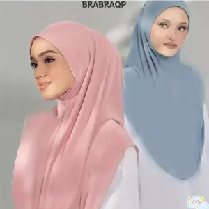 BRABRAAA Instant Hijab, Double Chin Undercap Vải Mềm Áo Chui Đầu Hijab, Thiết Kế Drap Dài Chiều Dài Toàn Bộ Bao Phủ Đầu Nữ