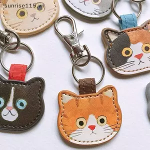 SRVN Hoạt Hình Dễ Thương Sáng Tạo Da Mèo Móc Khóa Mặt Dây Chuyền Thời Trang Kawaii Mèo Con Túi Móc Khóa Bapa Phụ Kiện Trang Trí Quà Tặng.