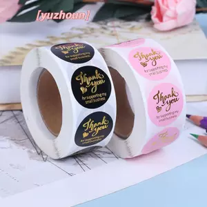 500 Chiếc Cảm Ơn Bạn stier Trang Trí Đám Cưới Tem Nóng Nhãn Tròn Màu Hồng