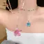 Mặt dây chuyền hoa mạ vàng Nelace Dây chuyền pha lê đầy màu sắc Y2K dành cho nữ Trang sức tình bạn hàng ngày [Mina]