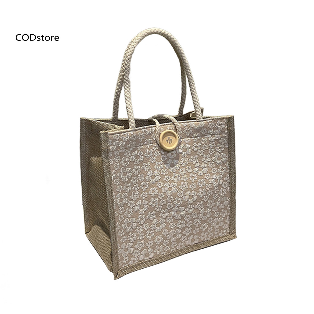 Túi xách vải lanh Cotton KDC Túi xách phong cách Boho Túi đeo vai sức chứa in hoa dành cho nữ – Túi xách tối giản đa năng hàng ngày để đi làm và mua sắm du lịch