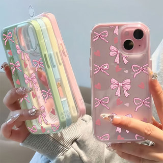 Thời Trang Kẹo Màu Hồng Bowknot Mẫu Cho IPhone 17/16/15/14/13/12/11 Pro Max Plus Chất Liệu TPU Mềm Mại