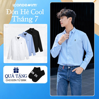 Áo Sơ Mi Oxford Nam Tay Dài ICONDENIM Blank Color Embroider Form Slim SMID0144