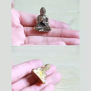 Đồng thau nguyên chất thu nhỏ shakyamuni trang trí nhà bức tượng thu nhỏ ELWW