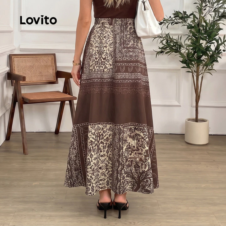 Lovito Váy Boho Váy Xếp Ly Mẫu Váy Xuân/Hè Cho Nữ LK3LD372