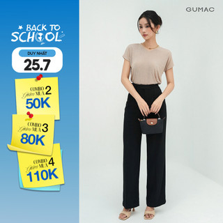 Quần Tây Nữ GUMAC Ống Suông Lưng Cao Cạp Cao Phối Dây Thắt Nơ Có Túi Thanh Lịch LQF1012 - LQG0501