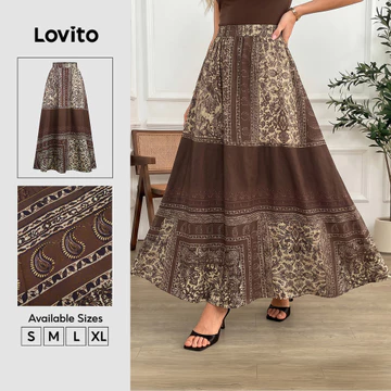 Lovito Váy Boho Váy Xếp Ly Mẫu Váy Xuân/Hè Cho Nữ LK3LD372