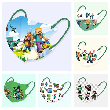 Khẩu trang trẻ em dùng một lần chất lượng cao (Minecraft) Mẫu hoạt hình Lego đóng gói độc lập Khẩu trang trẻ em 3D Khẩu trang học sinh thời trang 3-12 tuổiBFE ≥ 95%