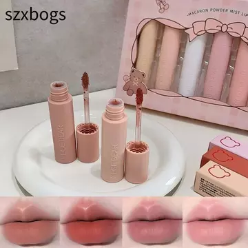 SZXBOGS 1 / 7Pc Son bóng bùn, Son môi nhung mờ màu nâu đậm, Son môi chống thấm nước màu nâu không phai màu lâu trôi cho nữ