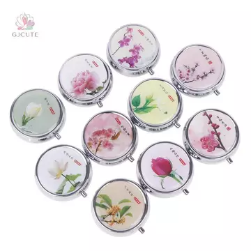 GJCUTE Hoa Kim Loại Hộp Đựng Thuốc Tròn Thép Không Gỉ Hộp Đựng Thuốc Hộp Đựng Thuốc Hộp Chia Hộp Đựng Thuốc WTD