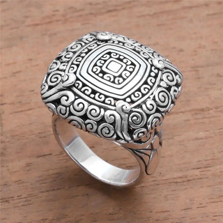 Bohemian Nam Nhẫn Vintage Trang Sức Bạc 925 Retro Rộng Màu Bạc Xoắn Hình Hoa Nhẫn Dành Cho Nữ Đính Hôn Nhẫn Cưới Ban Nhạc Trang Sức