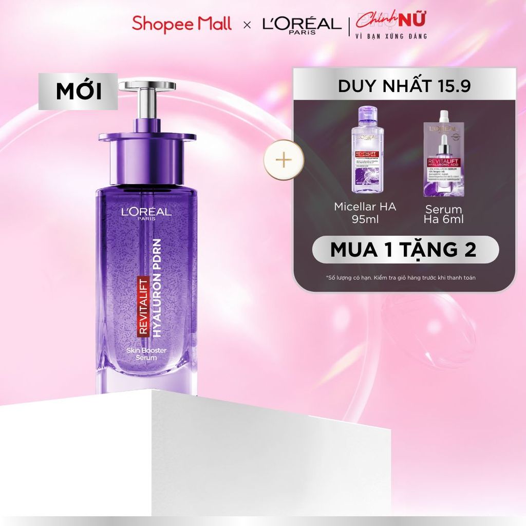 [MỚI] Dưỡng chất serum cấp ẩm sâu, căng bóng làn da HA PDRN tổng hợp sinh học L'Oréal Paris Revitalift Skin Booster 30ml